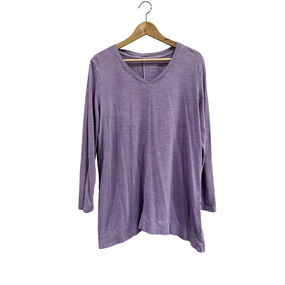 J Jill Purple Color Washed Dipped Hem 100% Cotton Tunic Top Large